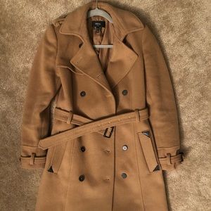 Camel belted trench coat